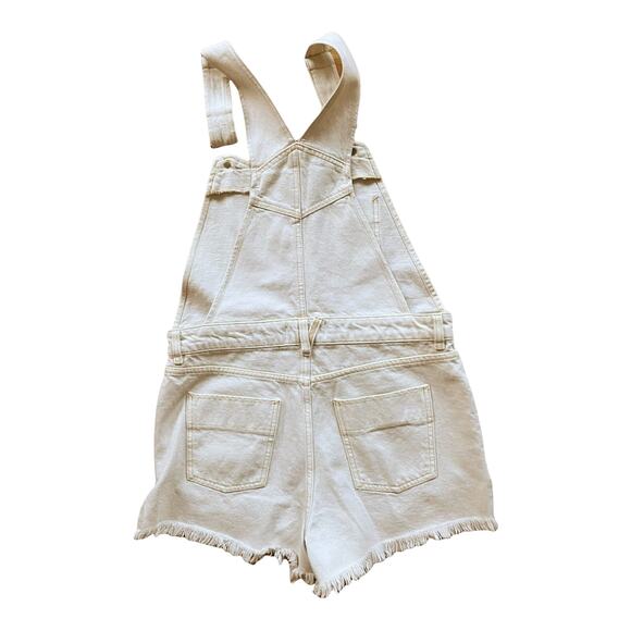 FREE PEOPLE Sunkissed Denim Short Overalls Front Zipper Pockets Off White 6 NWOT - Picture 4 of 9